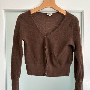 Chocolate Brown Cashmere Cardigan, slightly cropped